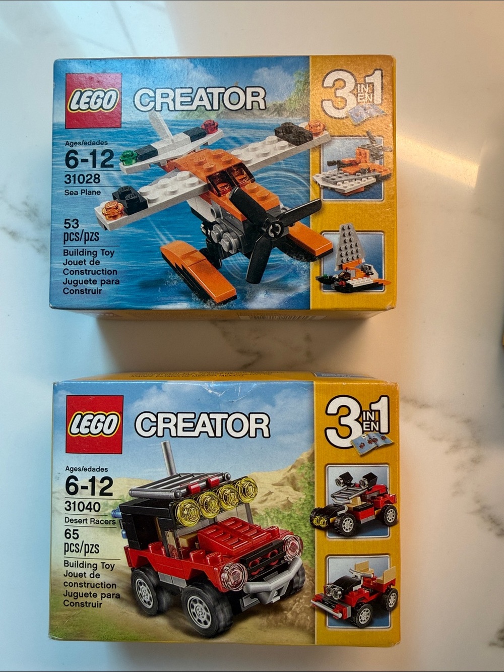 LEGO Creator Orange Sea Plane & Red Desert Racers Building Sets (2 Pack)